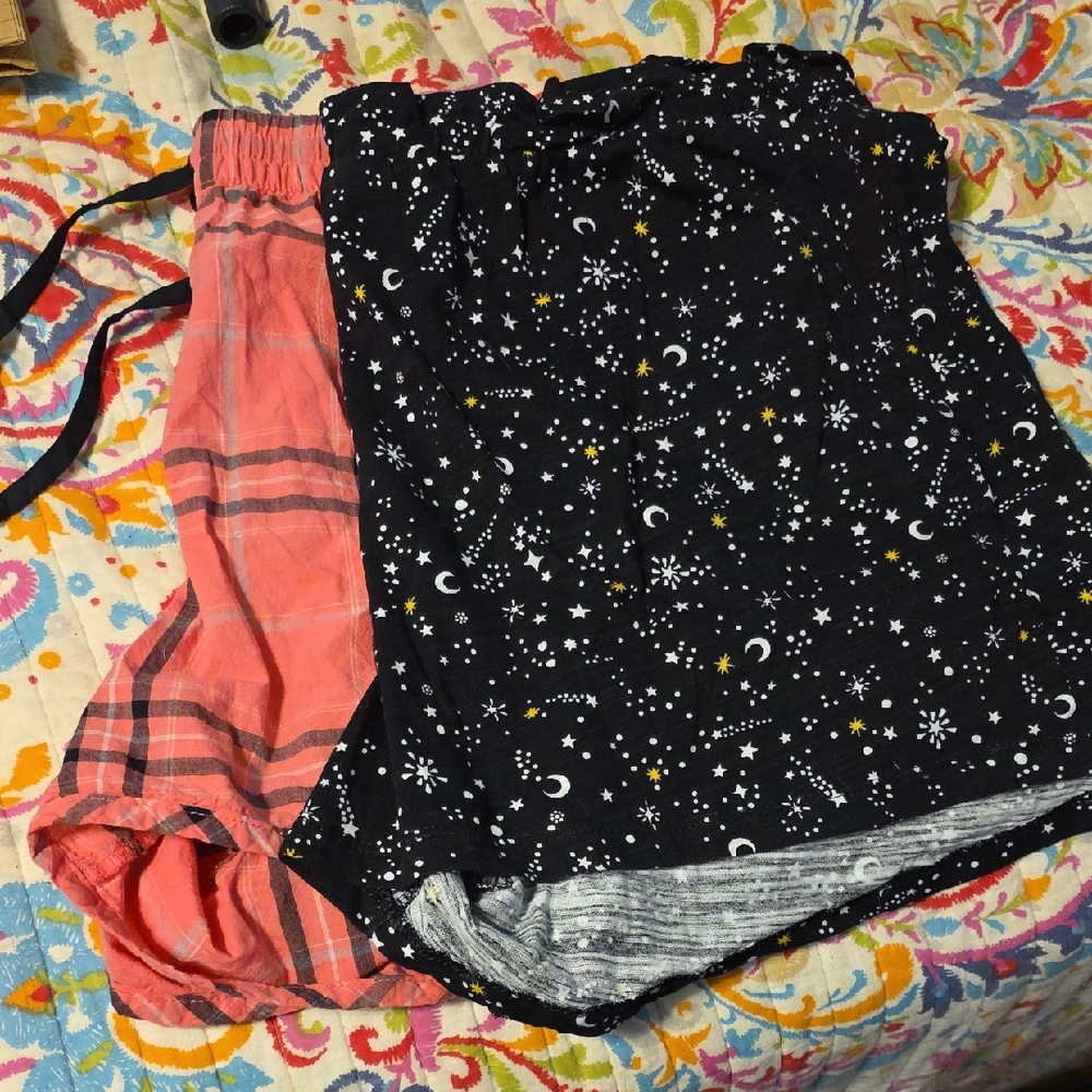 Black, Blue Shell  and Pink Patterned Pajama Shorts 3pr  "See All 3 Pair"